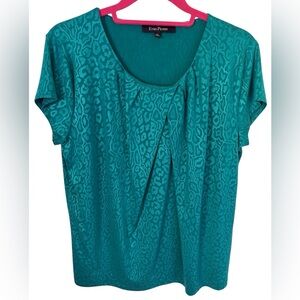 Evan Picone Green Pleated Blouse Size XL